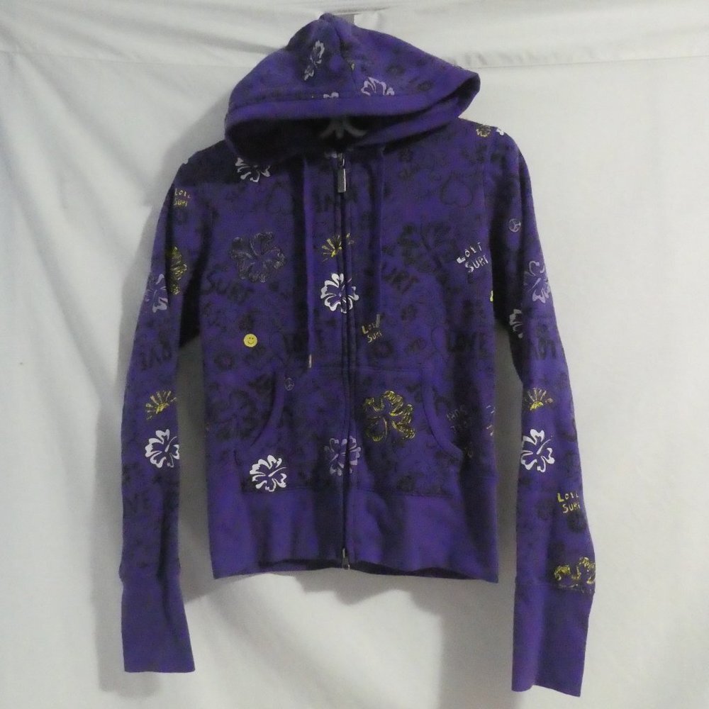 360 SURF | medium | Zip-Up Graphic Purple Hooded Sweatshirt | Hoodie | NWOT